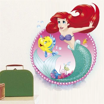 Animacinių Filmų Mermaid Princesė Arielis Sienų Lipdukai Mergaičių Kambario Vonios Namų Puošybai Vandeniui Pvc Plakatas Vaikai Sienos Meno Lipdukai