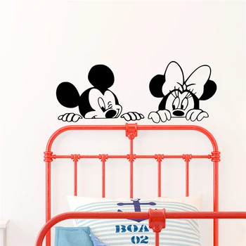Animacinių filmų mickey minnie mouse vinilo sienos lipdukai miegamasis kūdikių namų dekoro 