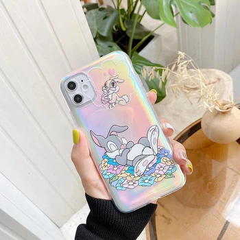 Animacinių filmų Mielas Bugs Bunny rabbit minkštas telefono dėklas skirtas iPhone 7 8 Plius 11 Pro X XS Max 12 mini XR prabanga lazerio kartono aišku, padengti