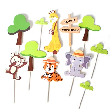 Animacinių filmų Miško Zoologijos sodas Gyvūnų Tortas Toppers už vaiko Gimtadienio Dekoravimas Beždžionė Žirafa, Tigras, Liūtas Cupcake Rėžtuvės Gimtadienio Tortai