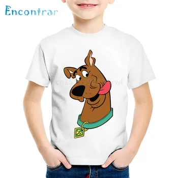 Animacinių filmų Spausdinti Scooby Doo Ir Shaggy Vaikų Juokingi marškinėliai Vaikams Paslaptis Mašina Summer Tee Berniukų/Mergaičių Viršūnes vaikiški Drabužiai