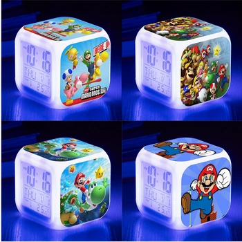Animacinių filmų Super Mario LED Laikrodis Bros Vaikų Veiksmų Skaičiai Žaislai Spalvinga Skaitmeninį Signalą, Led Šviesos Laikrodis, Darbalaukio Apdailos Vaikai