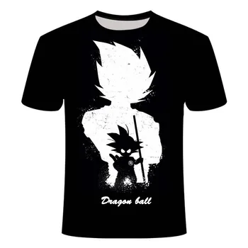 Anime Gokas juodos ir baltos spalvos vyriški trumparankoviai marškinėliai mados banga prekės ženklo drabužių vasaros apvalios kaklo 3DT marškinėliai