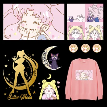 Anime Mielas Sailor Moon Lopai Drabužių Geležies perdavimo Vinilo Lipdukas Vaikams Mergaitėms, T-marškinėliai, Suknelės, Terminio Perdavimo 