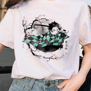 Anime Modelio Japonijos Moterys T-shirt Demon Slayer Animacinių filmų trumpomis Rankovėmis Drabužius Harajuku Negabaritinių Tshirts Vasaros Viršūnes Moterų Tee
