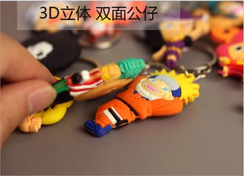 Anime One Piece 3D Keychain PVC Modelis key Finder Žiedai Žaislai Luffy Zoro Sanji Nami Usopp Chooper Robin Brook Franky keychain Mielas