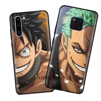 Anime One Piece Luffy Zoro Atveju, Huawei P40 Pro P20 30 P10 Mate 20 10 P9 Lite P Smart Plus 2019 Juodas Silikoninis Telefono Dangtelį