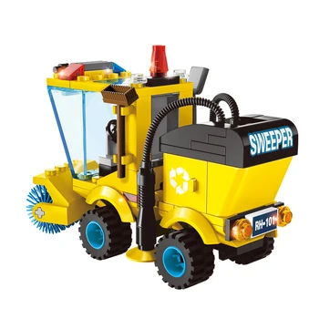 APŠVIESTI Įvairių Stilių Miesto Statybos Road Roller Traktoriaus šluojamoji mašina Sunkvežimis Kūrimo Bloką Vaikams Žaislas Suderinama žinomo Prekės ženklo Blokuoti
