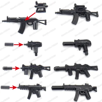 Asamblėjos Armijos MP5 automatas Nustatyti Ginklų, Karinės WW2 Kūrimo Bloką Kareivis Duomenys Įranga Kovos Modelis Vaikui Dovana Žaislas
