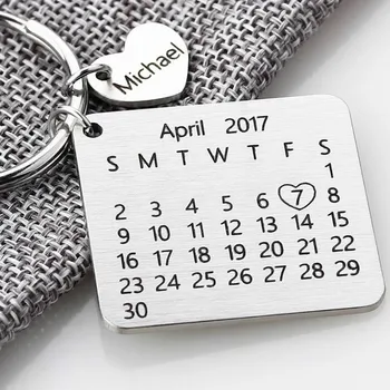 Asmeninį Kalendorių Keychains Užsakymą Išgraviruota Data Klavišą Grandinės Žiedas Pritaikyti 