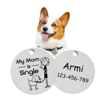 Asmeninį Modelio Mažas šunelis ID Tegus 6211001 Custom Metalo, Nerūdijančio Plieno Apvalus Graviravimo Žymes Dideliems Šunims