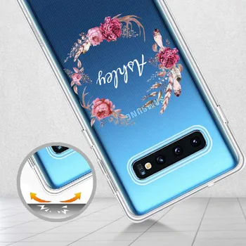 Asmeninį Užsakymą Pradinis Pavadinimas Gėlių Marmuro Telefono Dėklas Samsung Galaxy A41 Pastaba 8 9 10 A8 S9 S10 S20 Plius Minkštas Plonas Korpusas