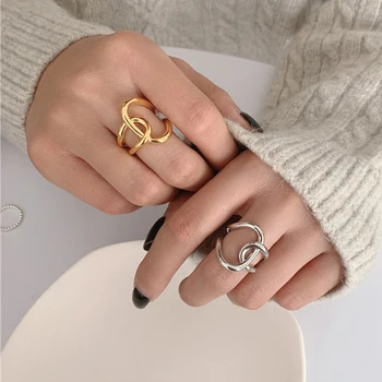 Asmenybės Piršto Žiedą, Moterims Ir Vyrams, Aukso Ir Sidabro Spalvos Metalo Korėjos Stiliaus Atidarymo Žiedų 2020 M.