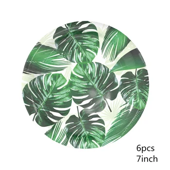 Atogrąžų Palmių Lapų Popieriaus Taurės Plokštė Vystymo Reklama Vasarą Džiunglių Tema Šalis, Vienkartiniai Indai, Nustatyti Havajų Šalies Prekių
