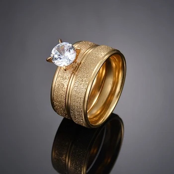 Atoztide Romantiška Aukso, Titano Plienas Pora Paprastas Žiedas Crystal Poliruoti 8MM Šveitimas Dalyvavimas Vestuvių Piršto Žiedą Mėgėjams