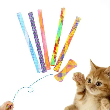 Atsitiktinės Spalvos Nailono Kačių Žaislai Funny Cat Stick Teleskopinio Strypo Naminių gyvūnų Žaislai 13CM 