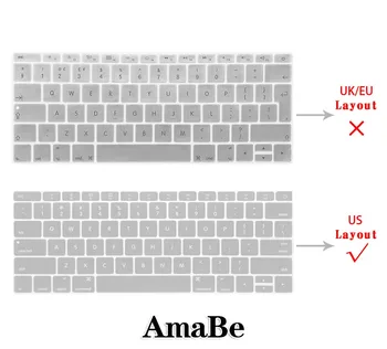 Atsparus vandeniui MUMS Išdėstymo Klaviatūros Dangtelis Apple Macbook 12