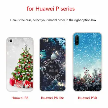 Atveju Minkštos TPU Padengti Huawei 30 P40 P20 Pro P9 P10 Lite P Smart Z 2020 laimingų Naujųjų Metų linksmų Kalėdų Medžio Sniego Dribsniai Atvejais