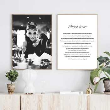 Audrey Hepburn Juoda Balta Mados Plakatas Drobė Sienos Menas Spausdinti Gėlių Tapybos Motyvacijos Dekoratyvinis Nuotrauką Modernus Dekoro