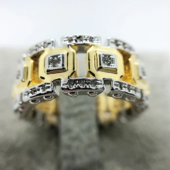 Aukso ir Sidabro Spalvos Derinys Spalvų Dvi Tonas Aukso Žiedus Moterims Mados Dizaino Šiuolaikinės Juvelyrikos Naujas Lady Aksesuaras Žiedas Dovana H5M071