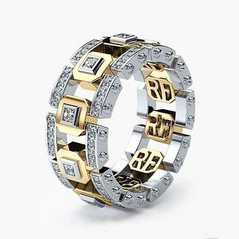 Aukso ir Sidabro Spalvos Derinys Spalvų Dvi Tonas Aukso Žiedus Moterims Mados Dizaino Šiuolaikinės Juvelyrikos Naujas Lady Aksesuaras Žiedas Dovana H5M071