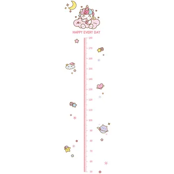 Aukštis Valdovas Tapetai, Cartoon Rožinis Vienaragis Žvaigždėtą Mergina Aukštis Priemonė Sienų Lipdukai Vaikų Kambario Augimo Diagramos Darželio