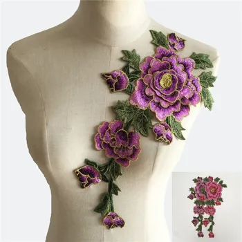 Aukštos kokybės 3D gėlių Siuvinėjimas Poliesteris Nėrinių audinys, nėriniai ir ornamentai Siuvimo PASIDARYK pats Nėrinių Apykaklę, Suknelės, Reikmenys Rankdarbiams
