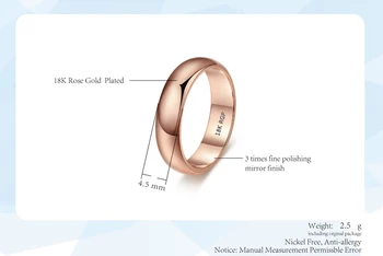 Aukštos Kokybės 4mm Paprasta Sklandžiai Halo Žiedas Bauda Rose Aukso Žiedas Vyrų ir Moterų Išskirtinių Poros Vestuvių Žiedai Jubiliejų Dovana