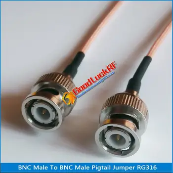 Aukštos kokybės BNC 2 Dual kištukinė Jungtis BNC Vyrų BNC Male Plug RF Jungtis RG316 Galiuku Jumper Kabelis Mažas Nuostolis
