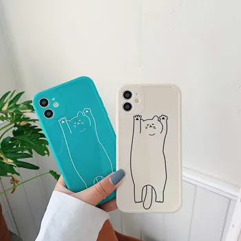 Aukštos kokybės Cute kačių silikono minkštas telefono dėklas skirtas iphone 12 11 Pro Max Mini atveju, animacinių filmų, skirtų 