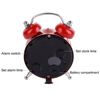 Aukštos Kokybės Mini Žadintuvas Silent Žymiklį Laikrodžiai Apvalus Skaičius Dual Varpas Garsiai Žadintuvas Naktiniai Nakties Šviesos Namų Dekoro