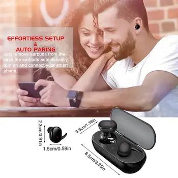 Ausinės Belaidžio TWS Sporto Ausinės, Ausinių Palieskite Bluetooth 5.0 Ausines Vandeniui Su Mikrofonu iPhone Samsung 