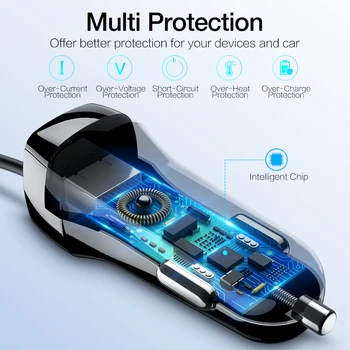 Automobilinis Įkroviklis Su USB Laidu Mobiliojo Telefono Įkroviklis Samsung S10 Xiaomi mi 9 10 pro 