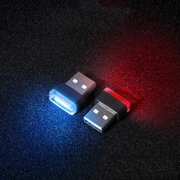 Automobilio salono USB Aplinkos Šviesos Mini Mažas USB LED Lemputė Auto Dekoratyvinis Aplinkos Avarinio Apšvietimo Nešiojamų Priedai Raudona Balta
