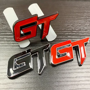 Automobilio Stilius 3D Metalo GT Emblema Automobilio Priekinės Grotelės Ženklelio Lipdukai, Decal Reikmenys 
