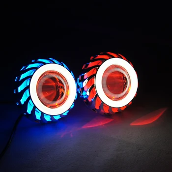 Automobilis, Motociklas Motociklo Galvos 30W LED Angel Eyes Šviesų Objektyvą, High/Low Beam Mini Projektorius Demonas Akis DRL Lempos Mokymai