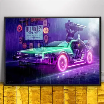 Automobilių DeLorean DMC Atgal į Būsimo Filmo Plakatą Motyvacinį Plakatą Sienos Meno Tapybos Drobės už Kambarį, Namų Dekoro Neįrėminti
