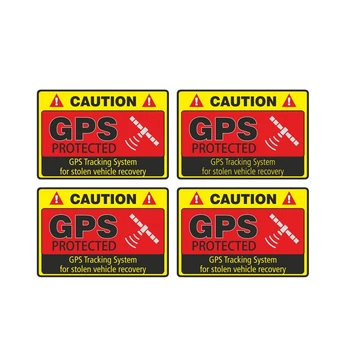 Automobilių Lipdukas 4X Įspėjimas GPS Sekimo Sistema Apsaugota Automobiliai, Motociklai, Eksterjero Aksesuarai, PVC Lipdukai,8cm*5.2 cm