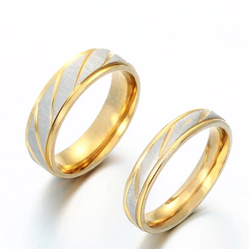 Auxauxme Titano Plieno Graviruoti vardą Mėgėjams Pora Aukso Žiedus Bangų Modelį Vestuvių Pažadas Žiedas, Moterų ir Vyrų Dalyvavimas Papuošalai