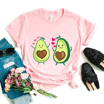 Avokado Spausdinti Rožinės spalvos Marškinėlius Derliaus Moteriški Marškinėliai Mados Drabužiai Moteriški Vasaros Viršūnes T-shirt Harajuku Streetwear Tumblr