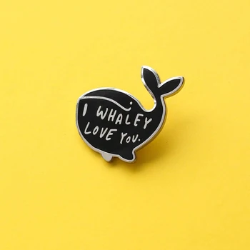 Aš Whaley Myliu Tave Emalio Smeigtukai Meme Banginių Vandenyno Gyvūnų Papuošalai Banginių Sagės Džinsinio džinsus Atvartas Smeigtukai Draugei Vaikinas
