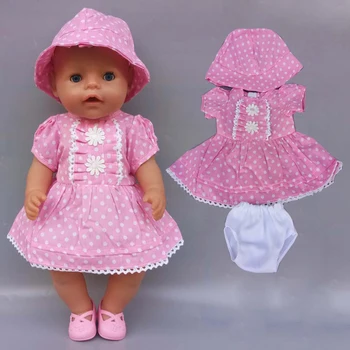 Baby Doll Suknelė+ Apatiniai + Lankas Skrybėlė 18 Colių Mergina Lėlės Rožinė Suknelė