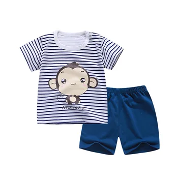 Baby set Mažylis berniukas mergaičių drabužių mados kostiumas vaikų vasaros aprangą vaikų mados drabužių animacinių filmų gyvūnų viršūnes ir šortai