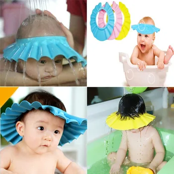 Baby Shower Dangtelius Šampūno Kepurė Plauti Plaukų Vaikams Pirties Kepurės Snapeliu Reguliuojamas Shield Vandeniui Ausų Apsauga Akių Vaikams, Kepurės Kūdikiams