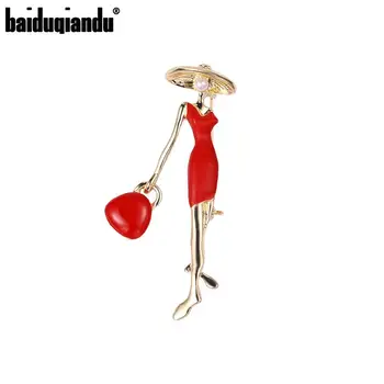 Baiduqiandu Sexy Lady Sagė Raudona Juoda Emale Smeigtukai Nešioti Didelių Skrybėlę, Šaliai, Rankinės Mergina bižuterijos Mielas 3D Sages Moterims