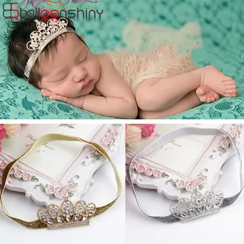 Balleenshiny Pearl Crystal Crown Vaikų Lankelis Kūdikių Merginos Princesė Plaukų Aksesuarai Naujagimių Fotografijos Rekvizitai galvos Apdangalai