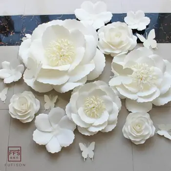 Balta popieriaus gėlių fone apdailos trimatis apdailos šalis vestuvių vitrina Sienų Apdaila