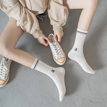 Baltos kojinės hip-hop streetwear dryžuotas moteris calcetines harajuku moterų skarpetki meias meia calcetas kojinių kietas medvilnės skarpety