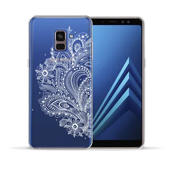 Baltos Spalvos Seksuali Nėrinių Gėlių Mandala Gėlių Soft Case Cover For Samsung Galaxy A6 A7 A8 Plius A9 2018 A3 A5 A7 2016 2017 A10 A30 A50