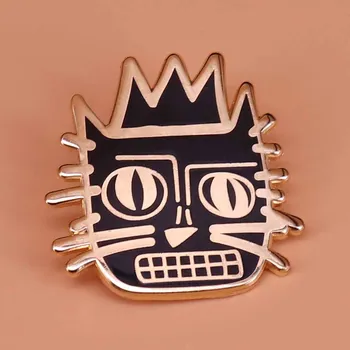 Basquiat karūna emalio pin grafiti meno sagė dailininko ženklelis mielas smeigtukai mados vyrų papuošalai menininko dovana moterims marškinėliai striukė prieigos